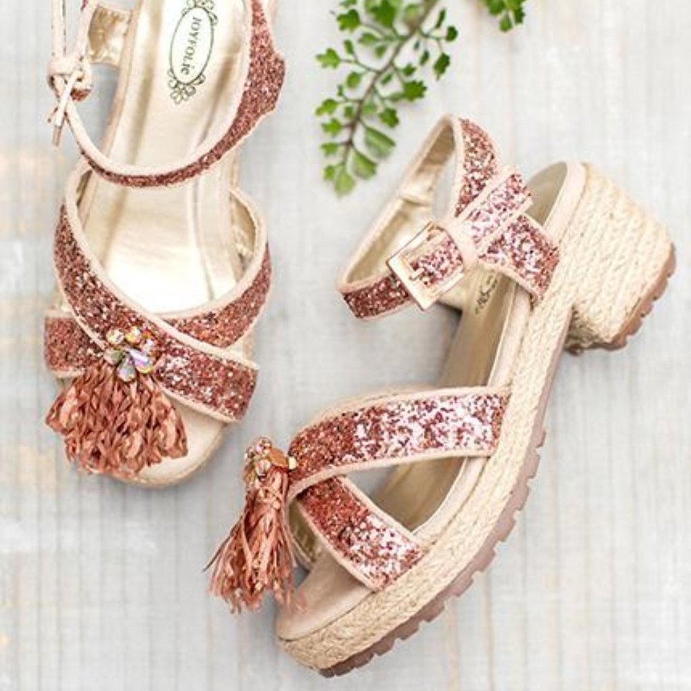 *NEW* Leslie Espadrille in Rose Gold, size 1-Youth